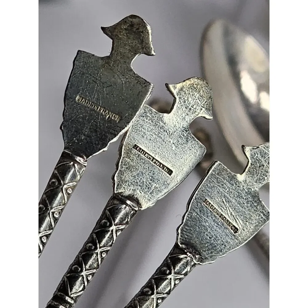 Vintage Silver Plated Soldier Spoon Lot (9) - France